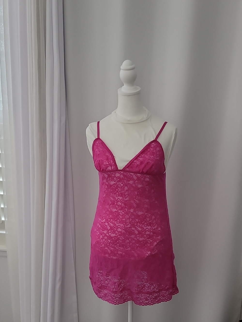 Victoria's Secret Hot Pink Lace Chemise